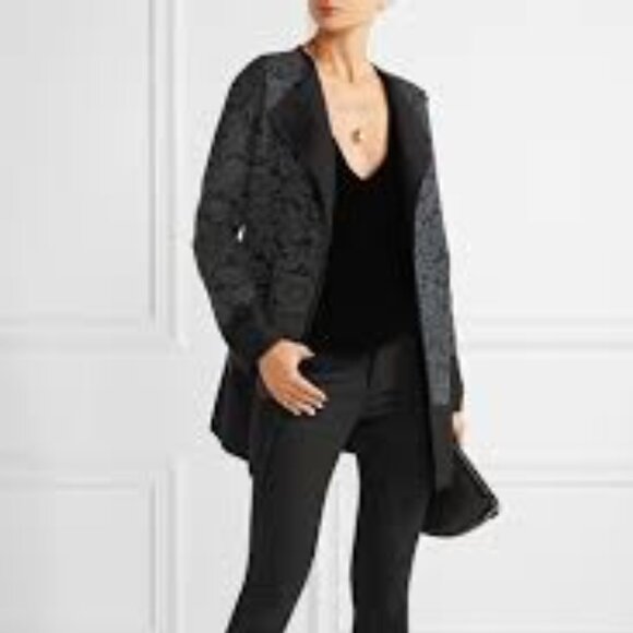 Diane von Furstenberg Jeraldine Lace Paneled Coat in Gray Merino Wool - Picture 6 of 12